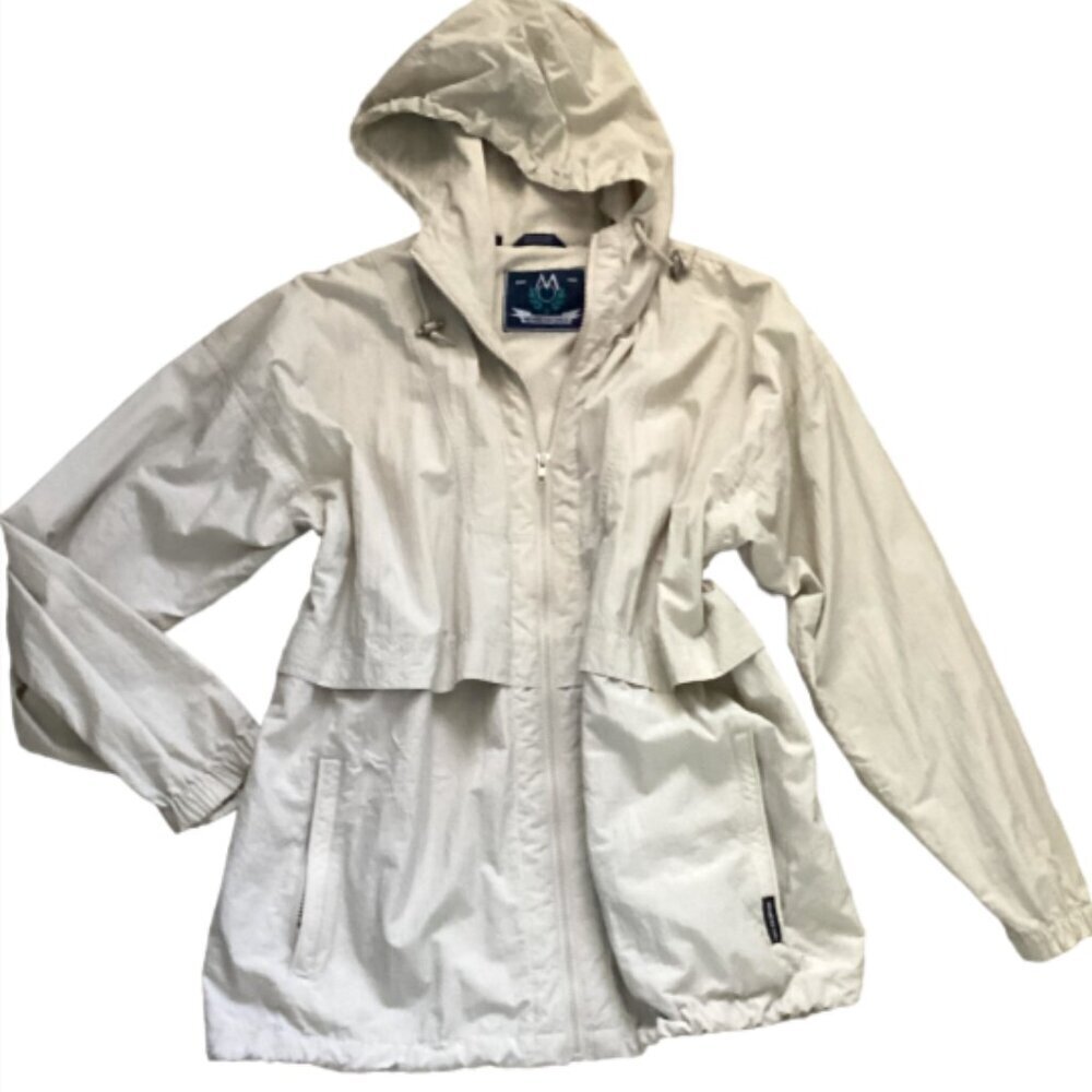 VTG‎ Members Only Windbreaker Jacket M Full Zip Hooded Pockets Drawstring 84B